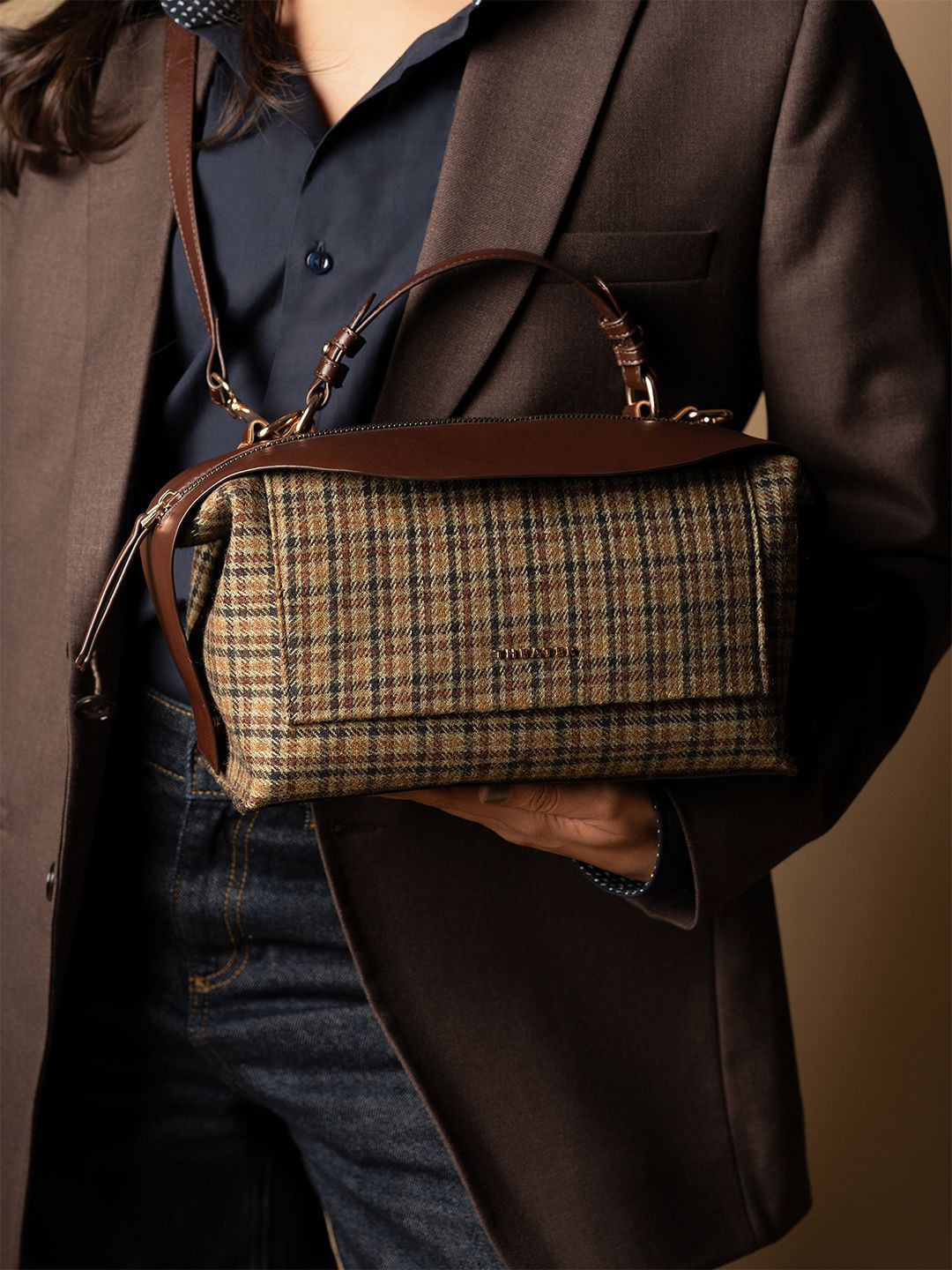 Theater Textured Structured Shoulder Bag