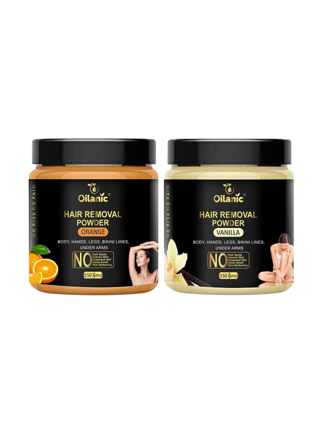 Oilanic Set Of 2 Natural Vanilla & Orange Hair Removal Wax Powder - 150 g Each