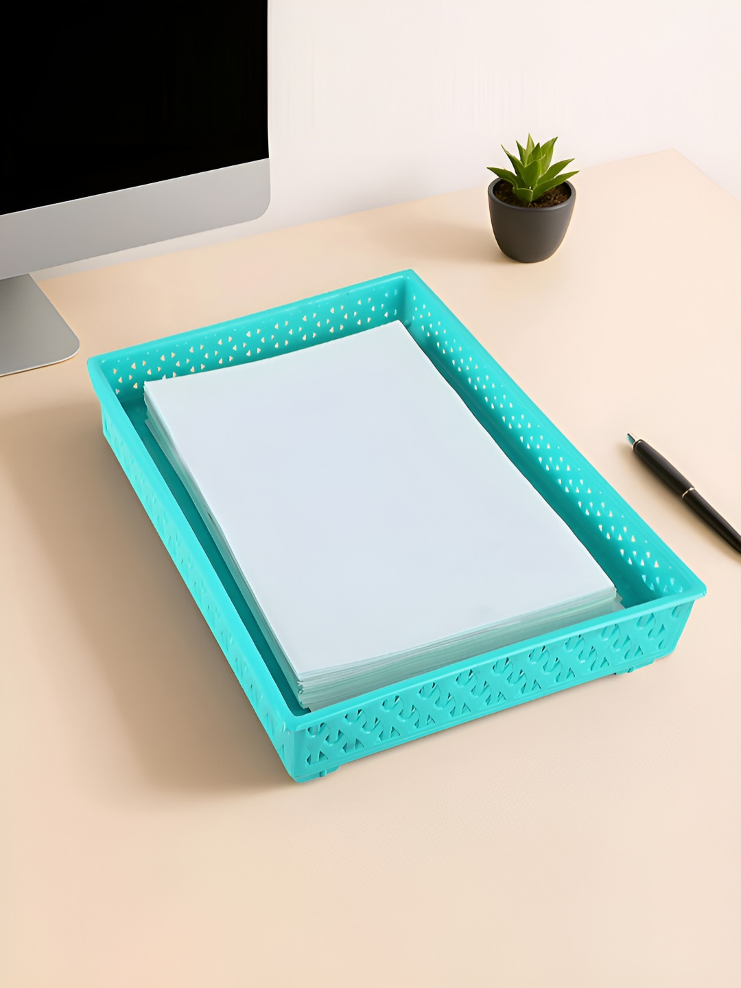 HOMESTIC Blue Textured Rectangular Drawer Organiser