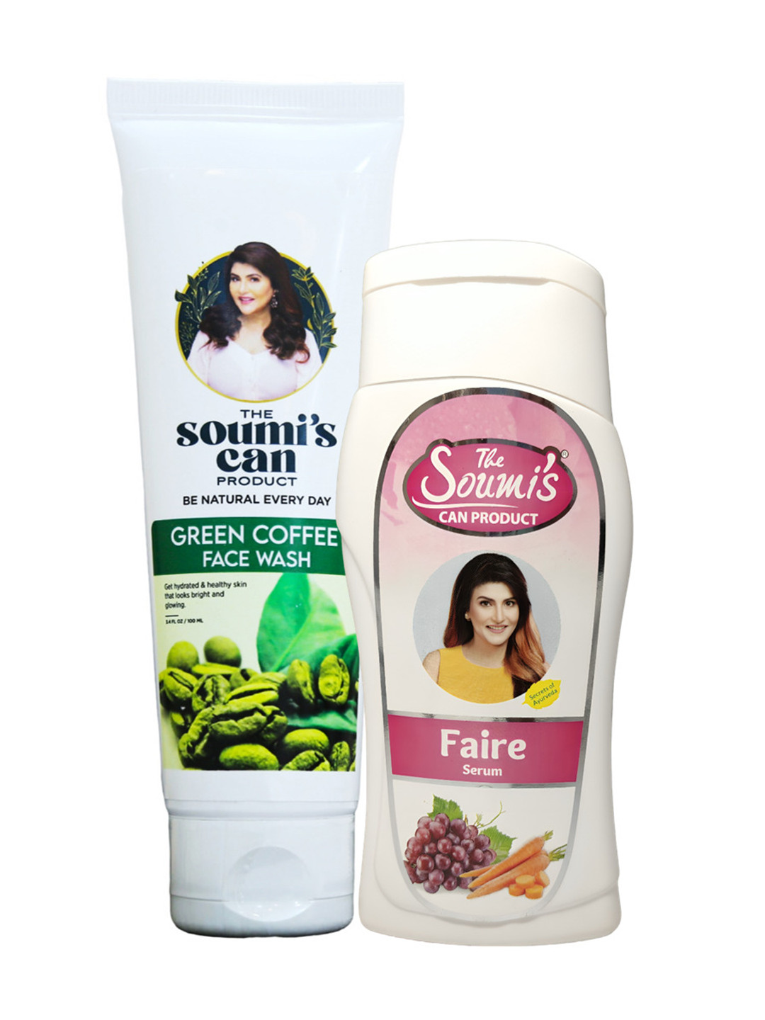 THE SOUMI'S CAN PRODUCT Green Coffee Face Wash & Faire Serum - 100ml Each