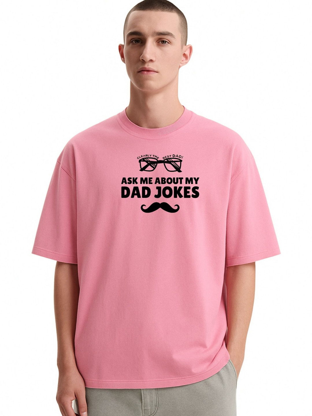 Fashnobic Men Dri-FIT Trendy Ask Me About My Dad Printed Cotton Oversized T-shirt