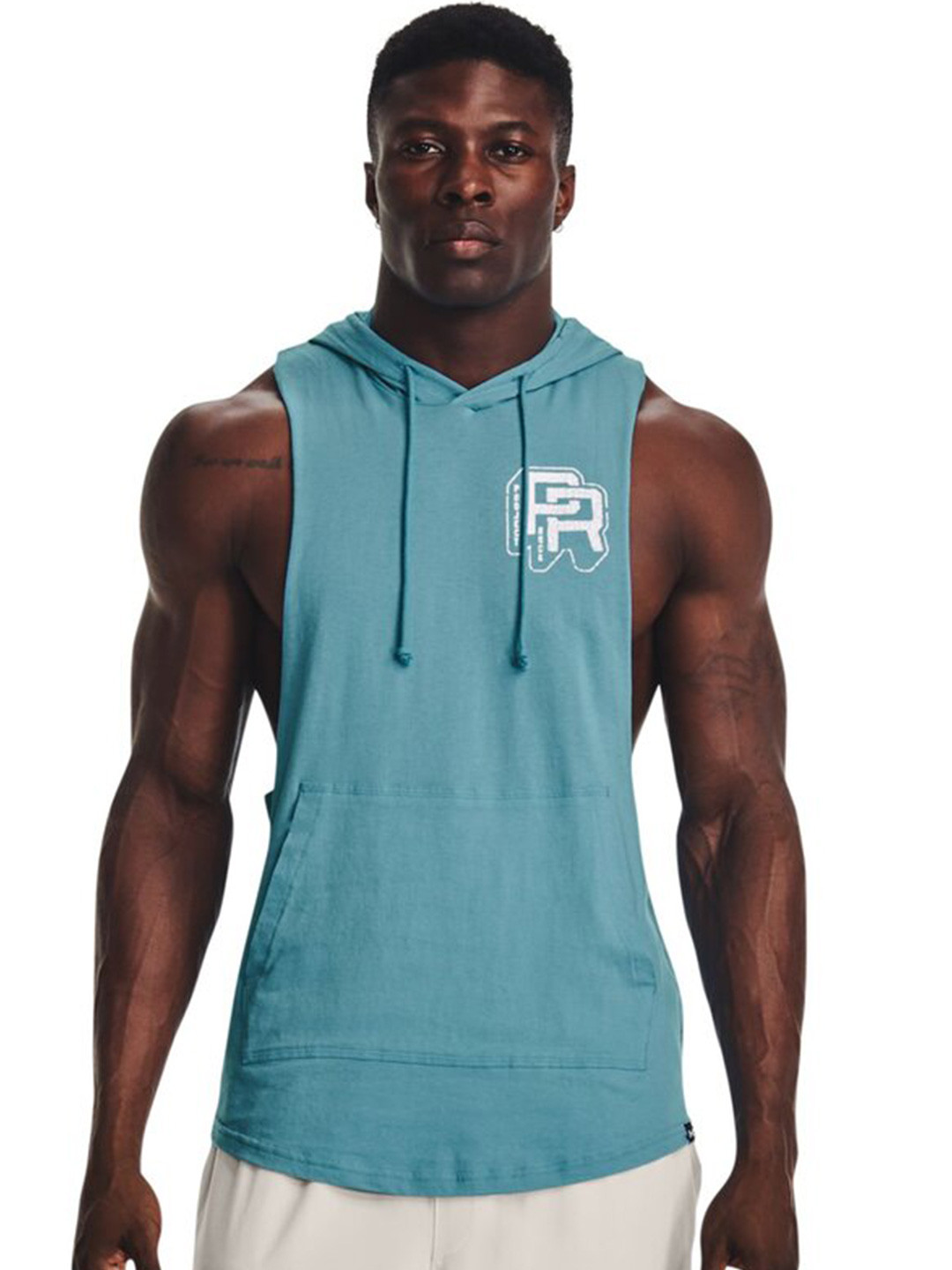 UNDER ARMOUR Project Rock Men Printed Back Sleeveless Hoodie Sweatshirt