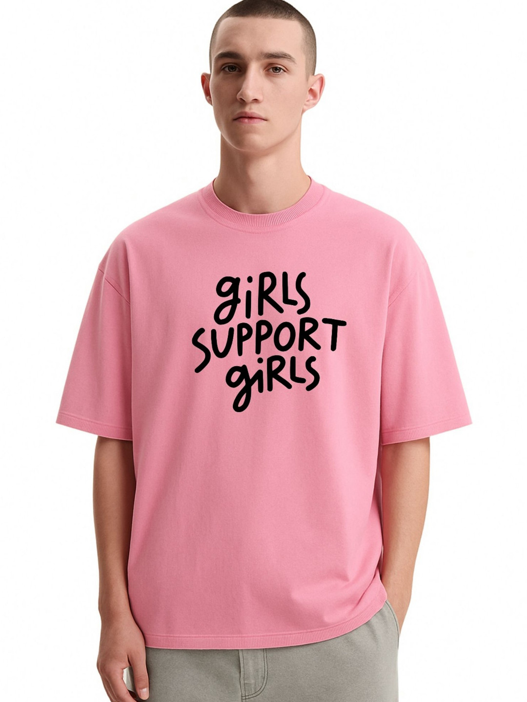 Fashnobic Men Dri-FIT Trendy I M Ok Printed Round Neck Cotton Oversized T-shirt