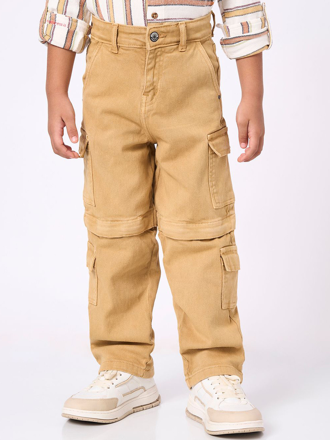 Ed-a-Mamma Boys Regular Fit Mid-Rise Cargo Styles Stretchable Jeans