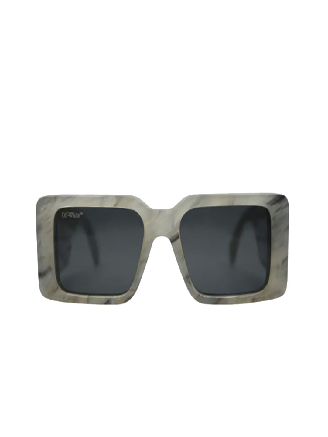 Off-White Grey Lens & Gunmetal-Toned Full Rim Rectangle Sunglasses