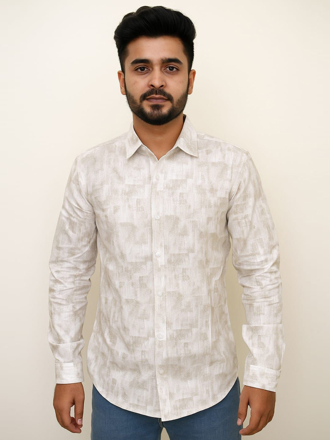 krishna boutique Abstract Printed Slim Fit Cotton Casual Shirt