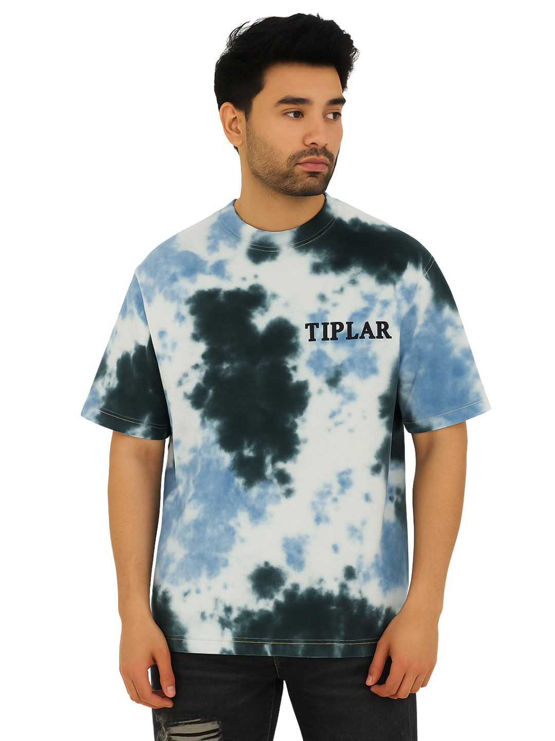 TIPLAR Men Dyed Round Neck Cotton Relaxed Fit T-shirt