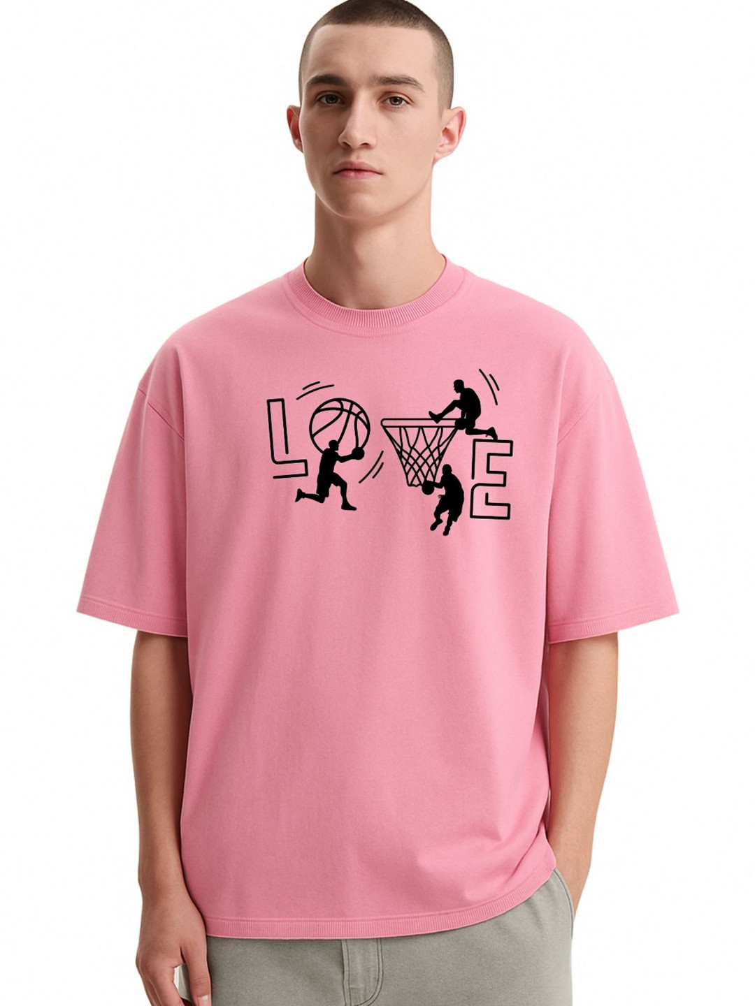 Fashnobic Men Dri-FIT Trendy Love Printed Round Neck Cotton Oversized T-shirt