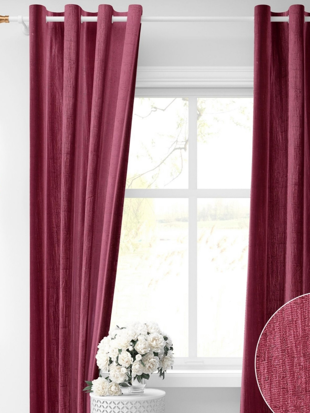 GEET CREATIONS MAYA Violet Solid Room Darkening Ripple Fold Window Curtain