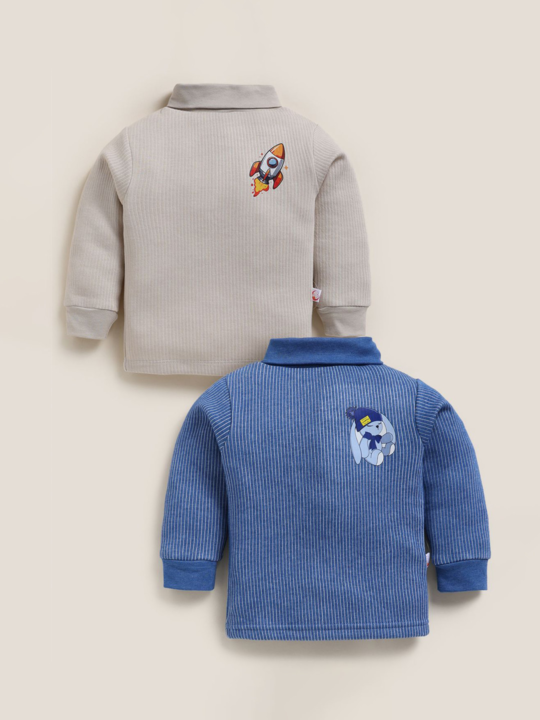 MooNKids Kids Pack Of 2 Textured High Neck Tops