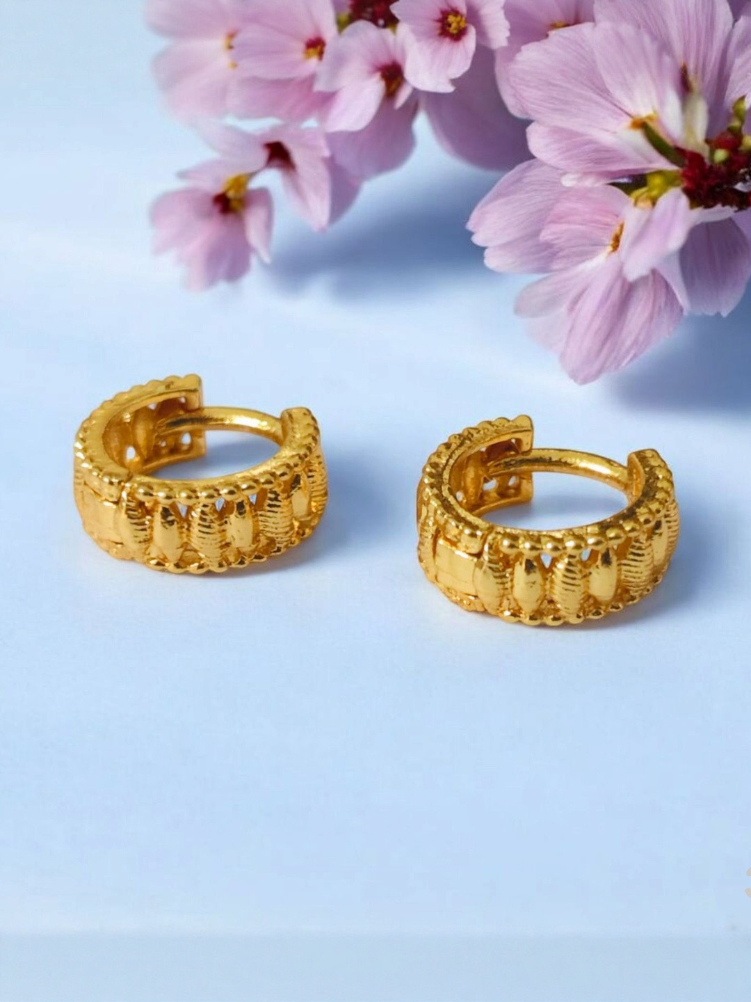 SHREE KRISHNA SHOPPING Women Brass Gold-Plated Half Hoop Earrings
