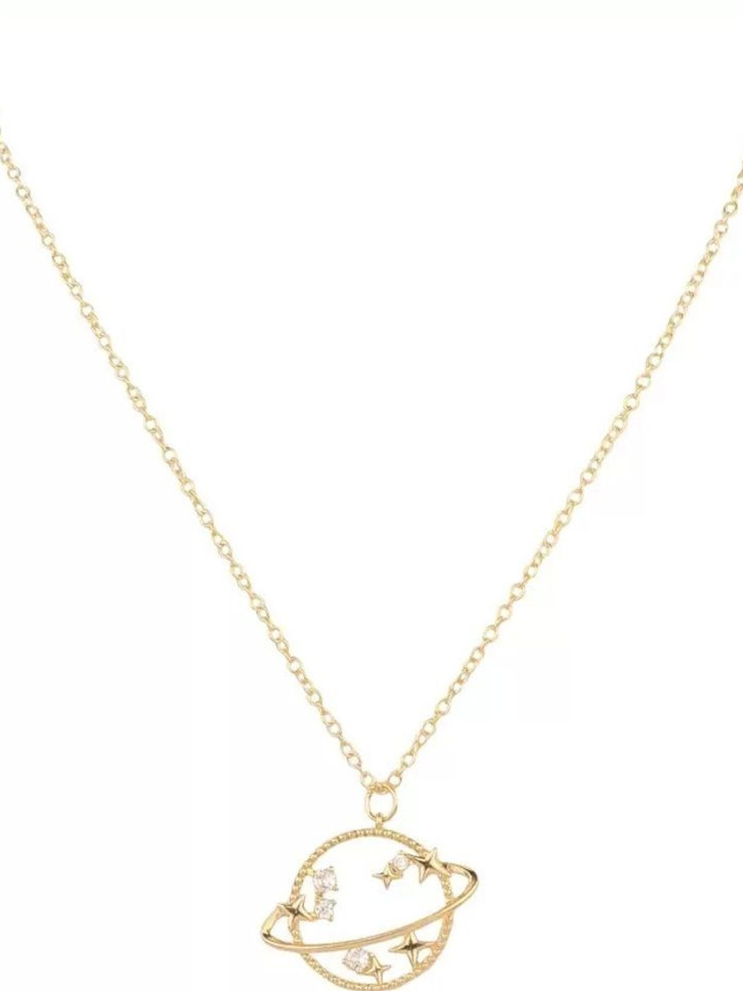 FashionAmora Women Gold-Plated Earth & Star Charm Necklace