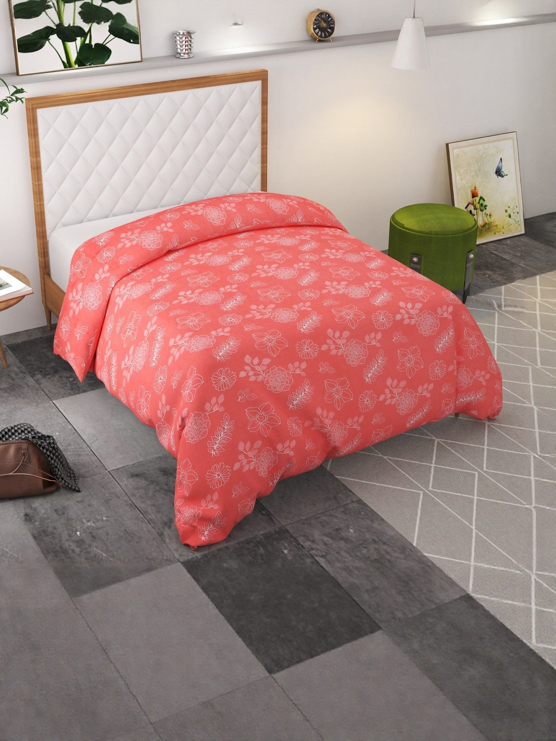 TINDLER KNOTS 140 GSM Soft Cotton Cover for Single Bed with Zipper