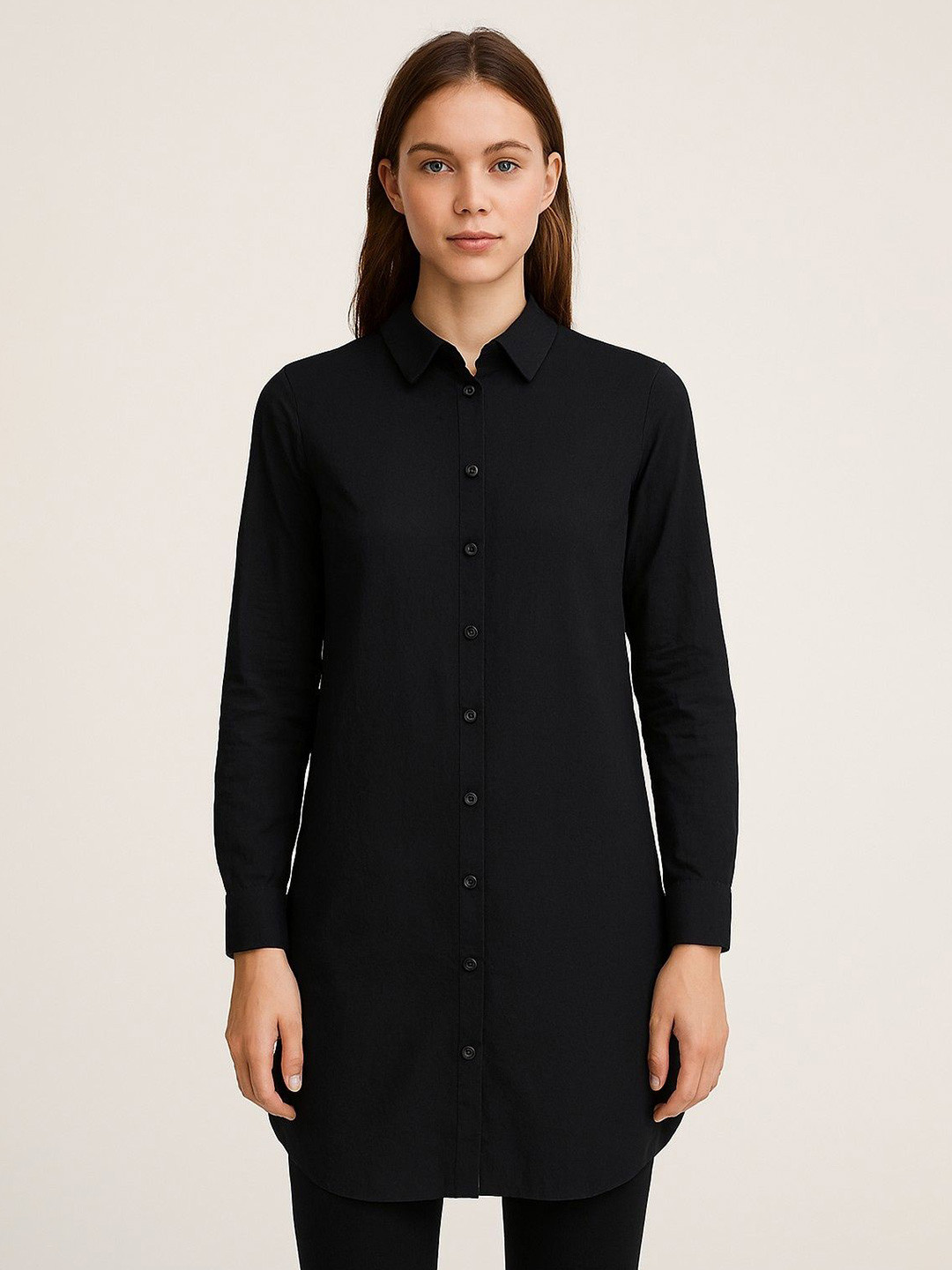 NoBarr Spread Collar Long Sleeves Cotton Shirt