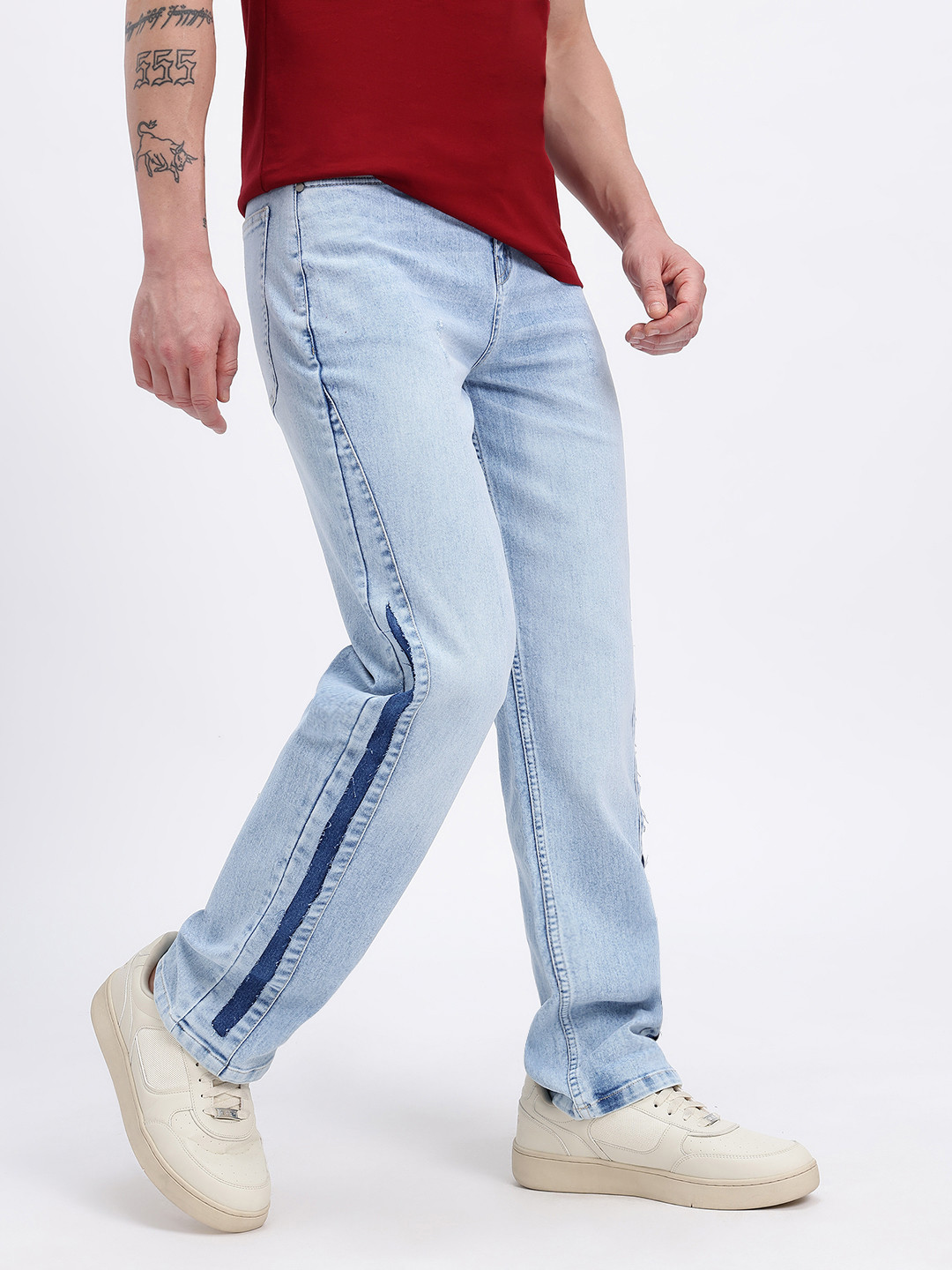 glitchez Side Taping Mid-Rise Regular Fit Stretchable Jeans