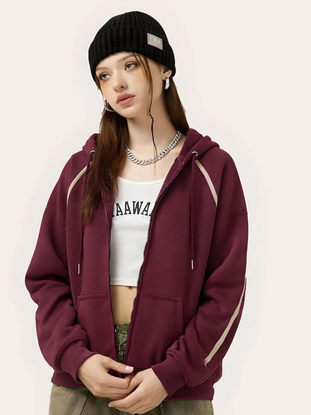 StyleCast x Revolte Front-Open Hooded Sweatshirt