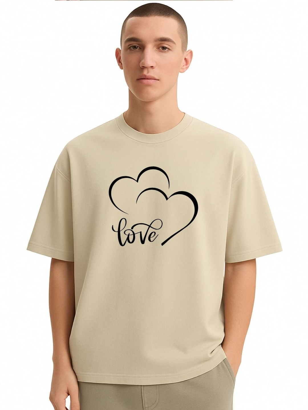 Fashnobic Men Dri-FIT Trendy Love Printed Round Neck Cotton Oversized T-shirt