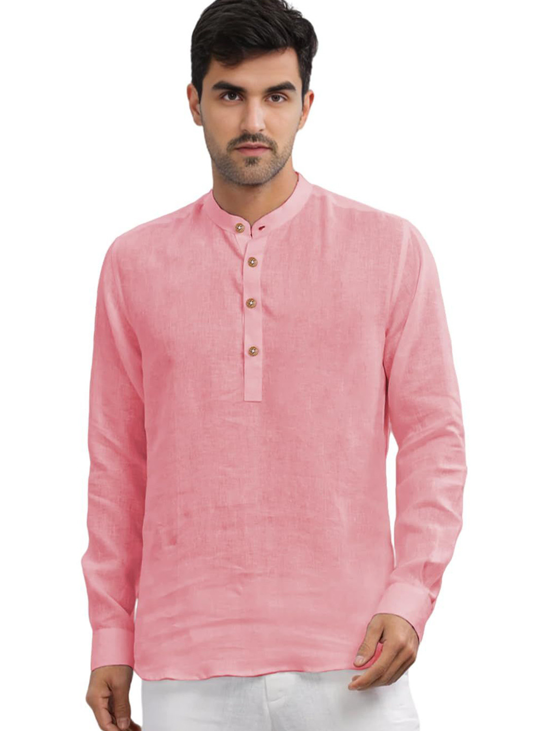 HAZEL CLOTHING Men Solid Daily Cotton Straight Kurta