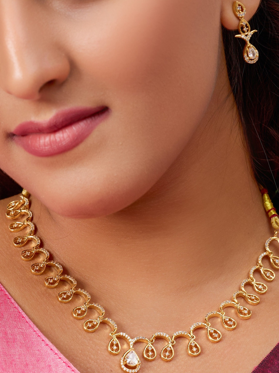 IMITATION BAZAAR American Diamond Studded Anti-Tarnish Jewellery Set