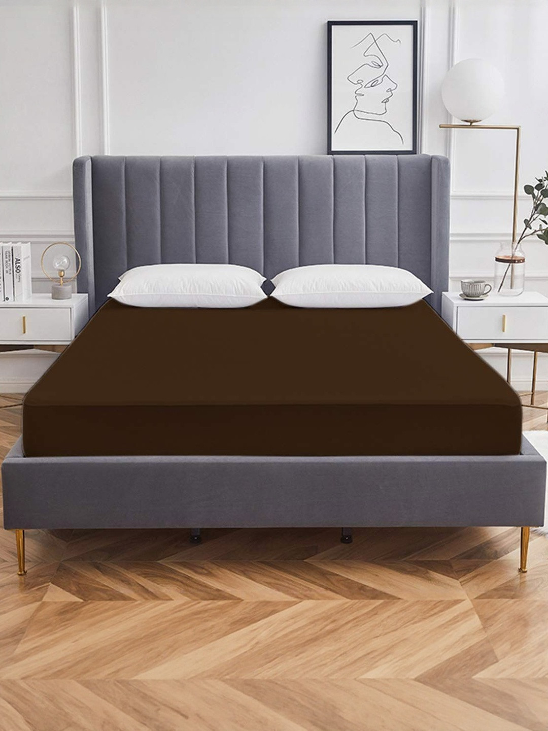 AGS ACTIVE Brown Terry Breathable Fitted King Size Mattress Protector