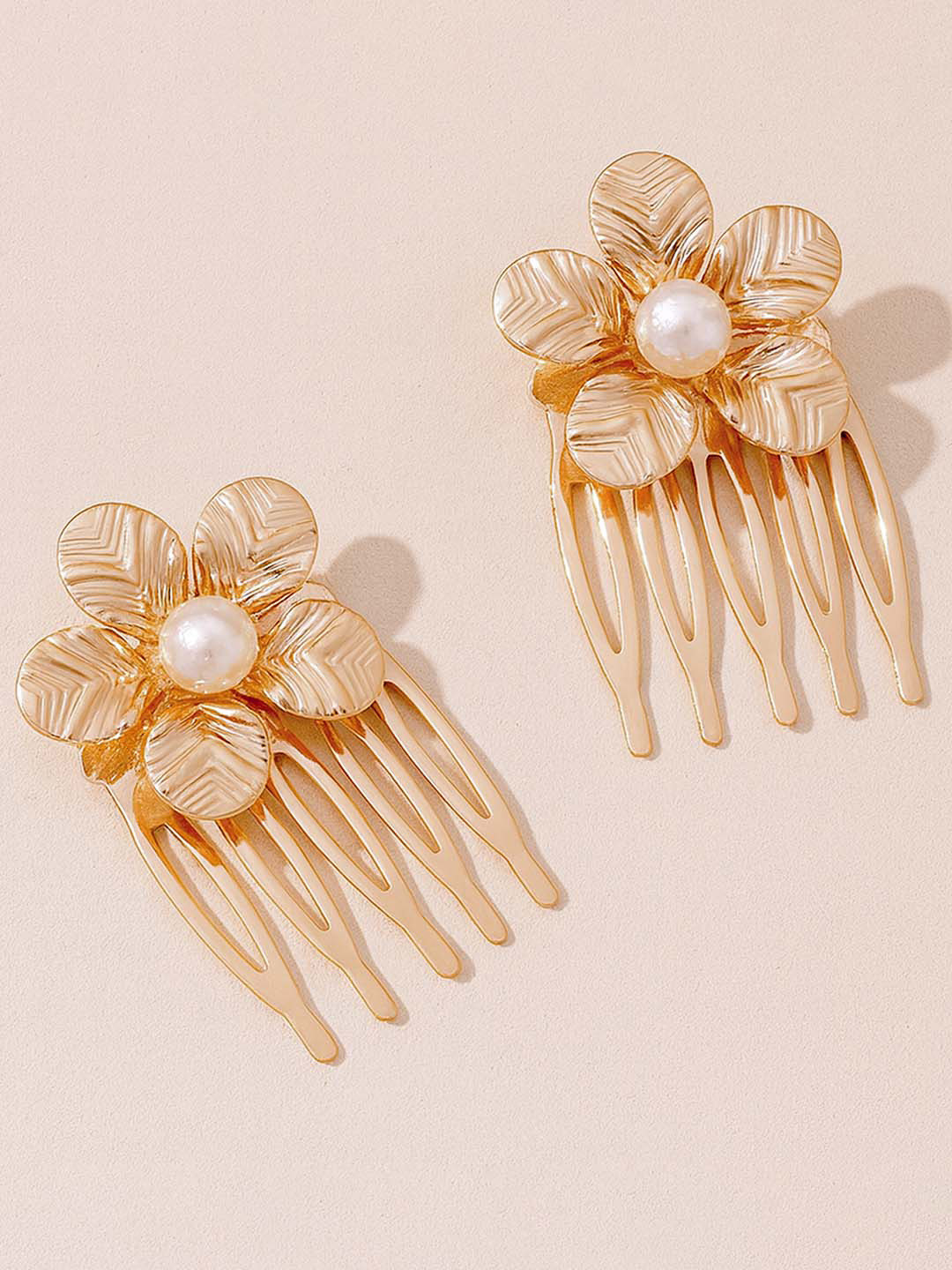 HAIR DRAMA CO. Women Set of 2 Pearl Beaded Blossom Hair Comb Pins