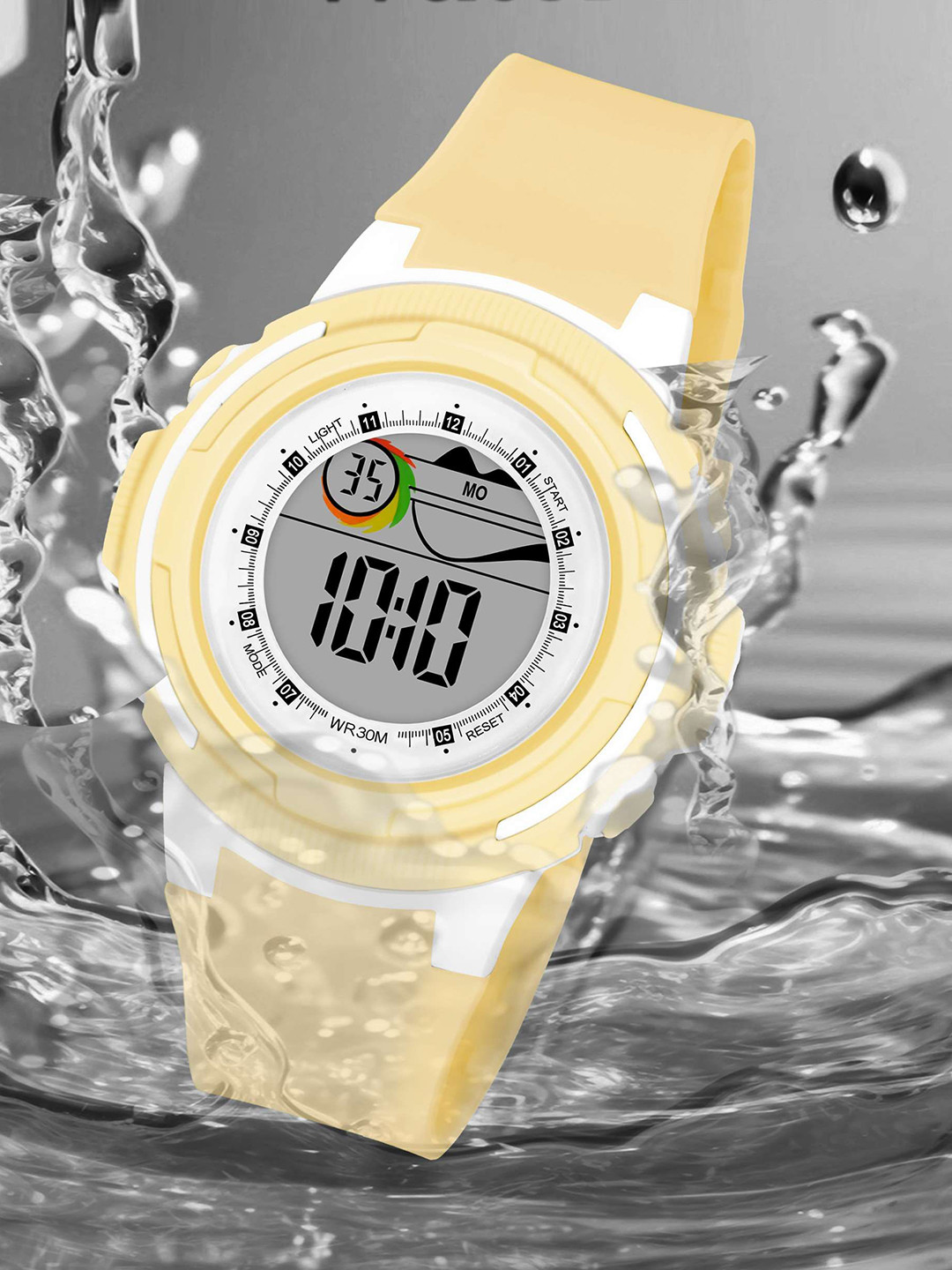KIDSUN Kids Round Dial Digital Multi Function Watch 8002_YELLOW_YELLOW