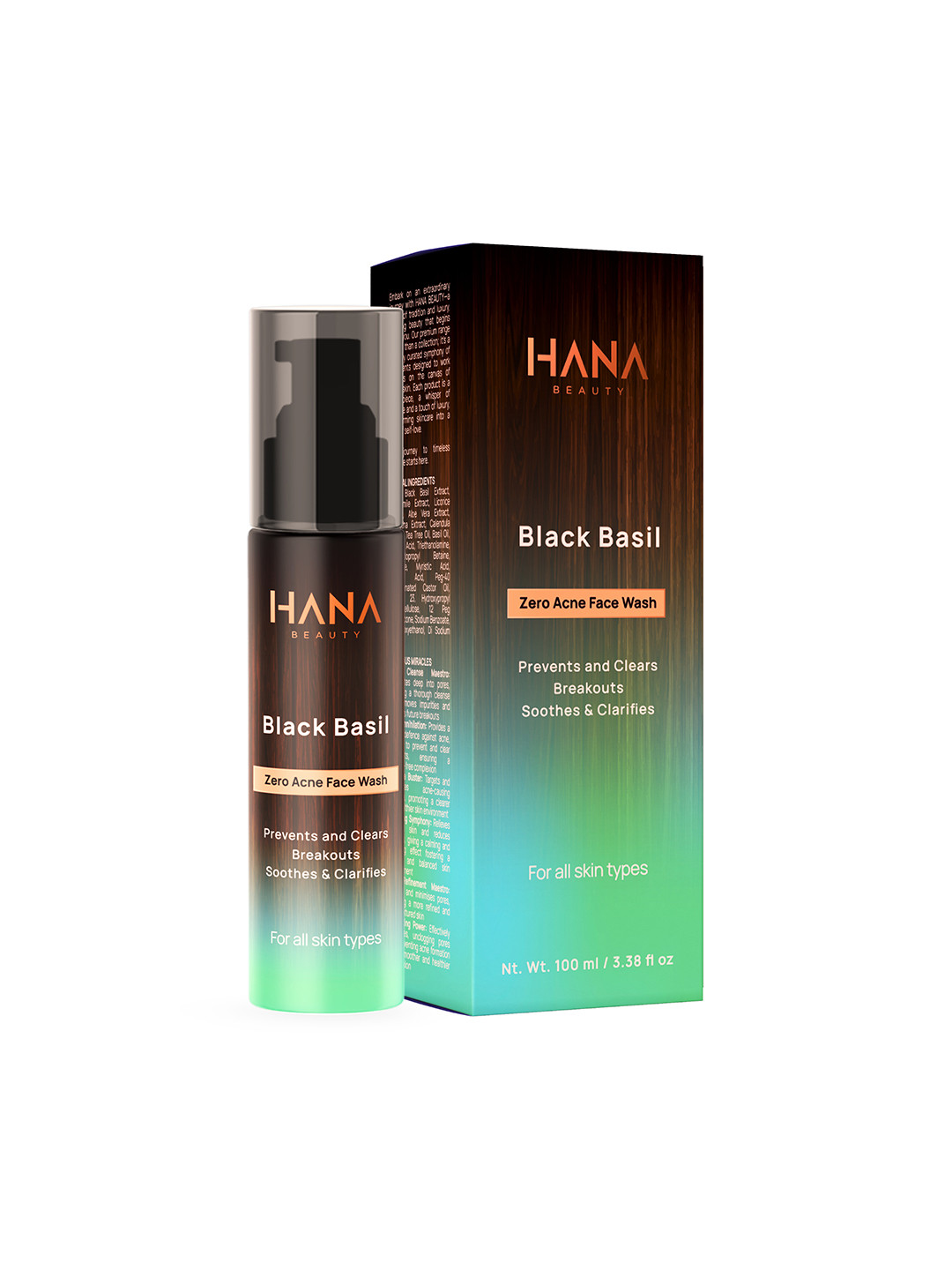 Hana Beauty Black Basil Zero Acne Face Wash Prevents & Clears Breakouts - 100 ml