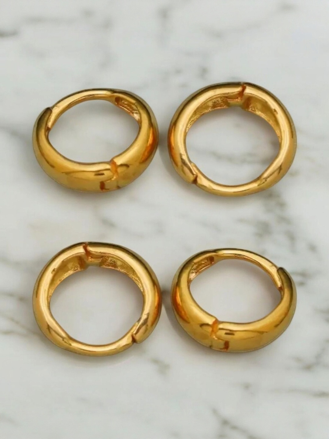 SHREE KRISHNA SHOPPING Pack Of 2 Brass Gold Plated Hoop Earrings