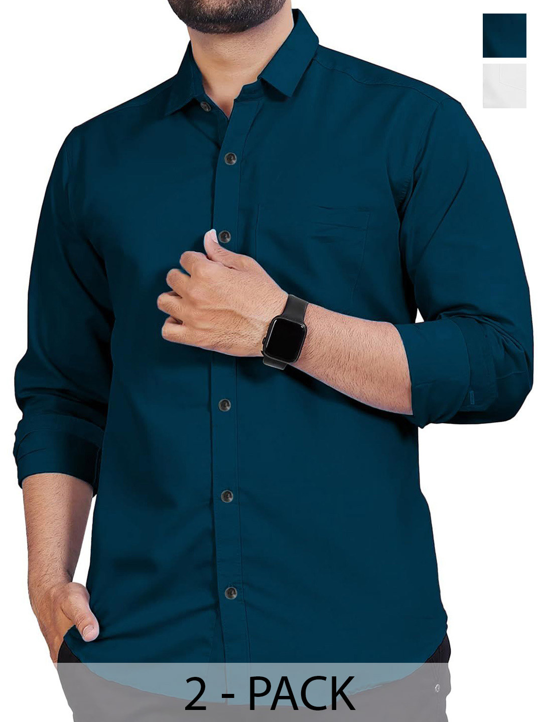 TrendiVastra Selection Of 2 Shirt Collar Cotton Kurta