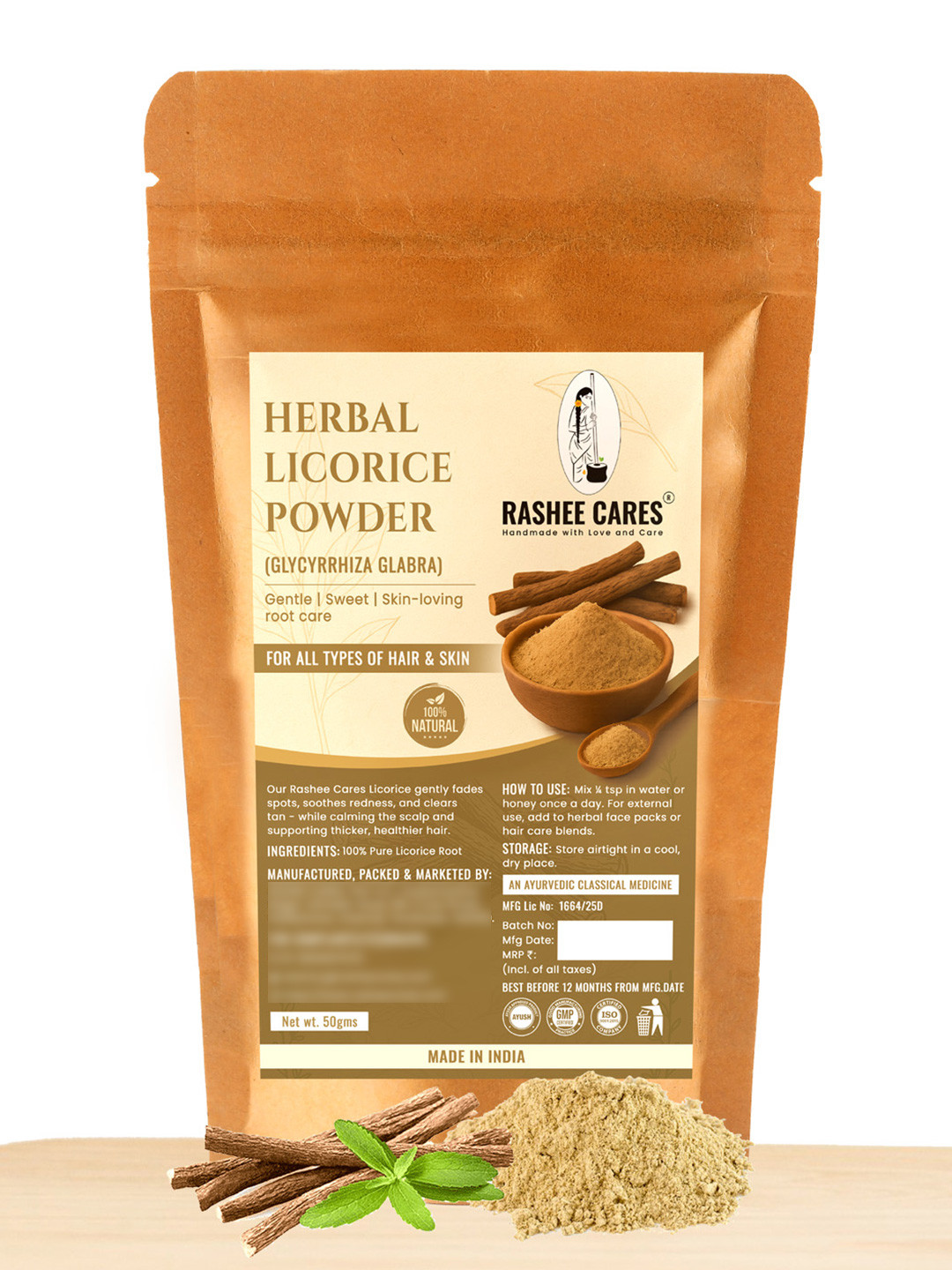 RASHEE CARES Herbal Licorice Powder For Skin Moisturising - 50 g