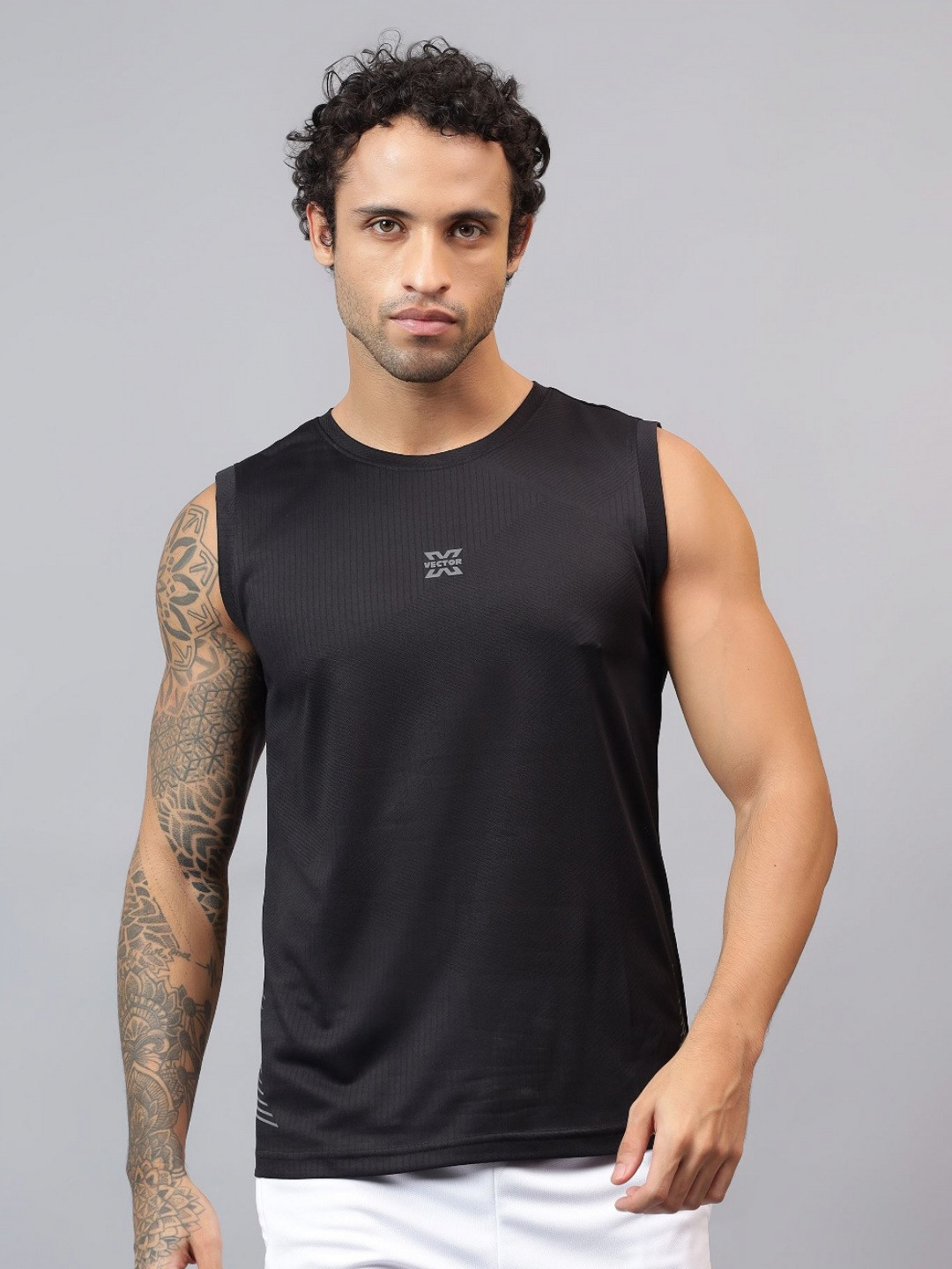 VECTOR X Men Self Design Round Neck T-shirt