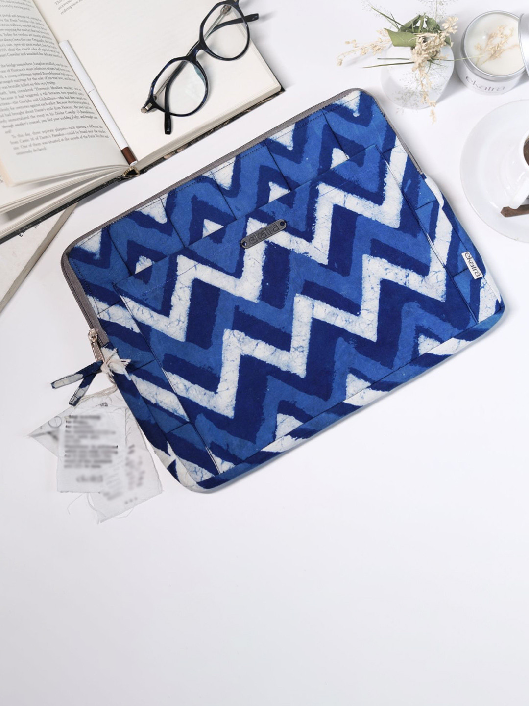 Ekatra Women Chevron Printed Cotton Laptop Sleeve