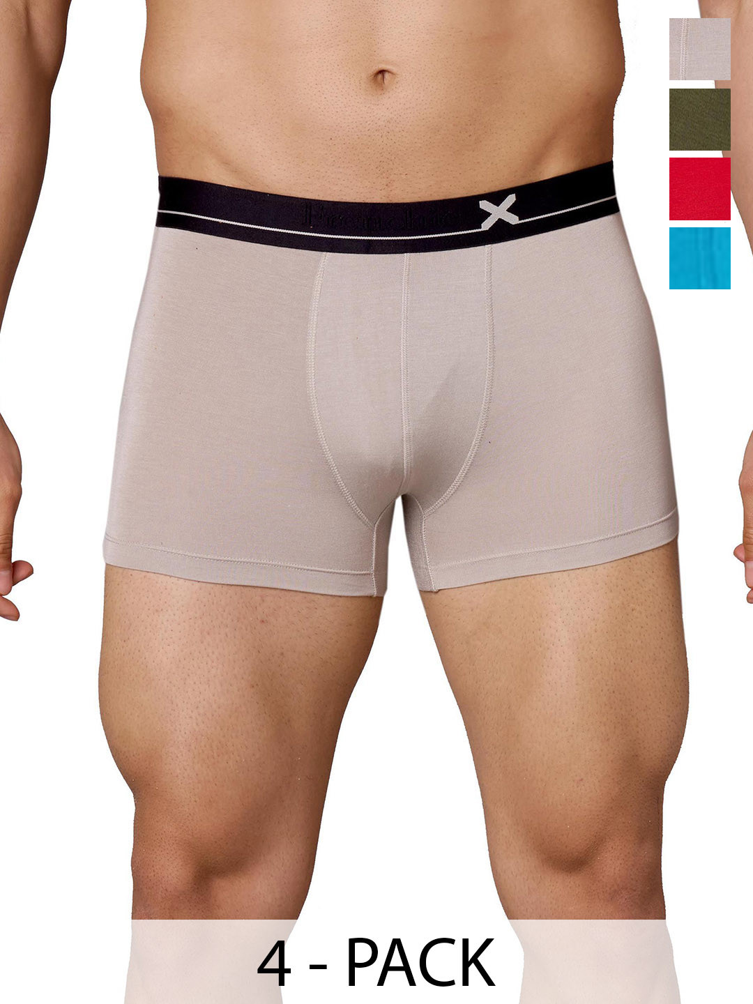 FRENCHIE Men Pack Of 4 Assorted Short Trunks FR-MI-TR-LOWS-1X5-ASTD-S-PO4