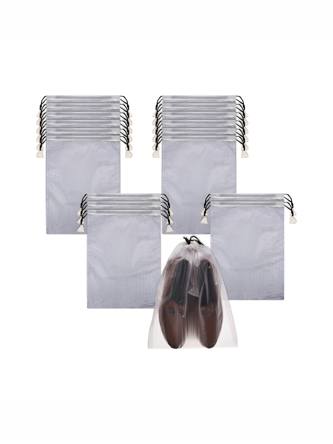 Aura White & Black 18 Pieces Printed Shoes Organisers