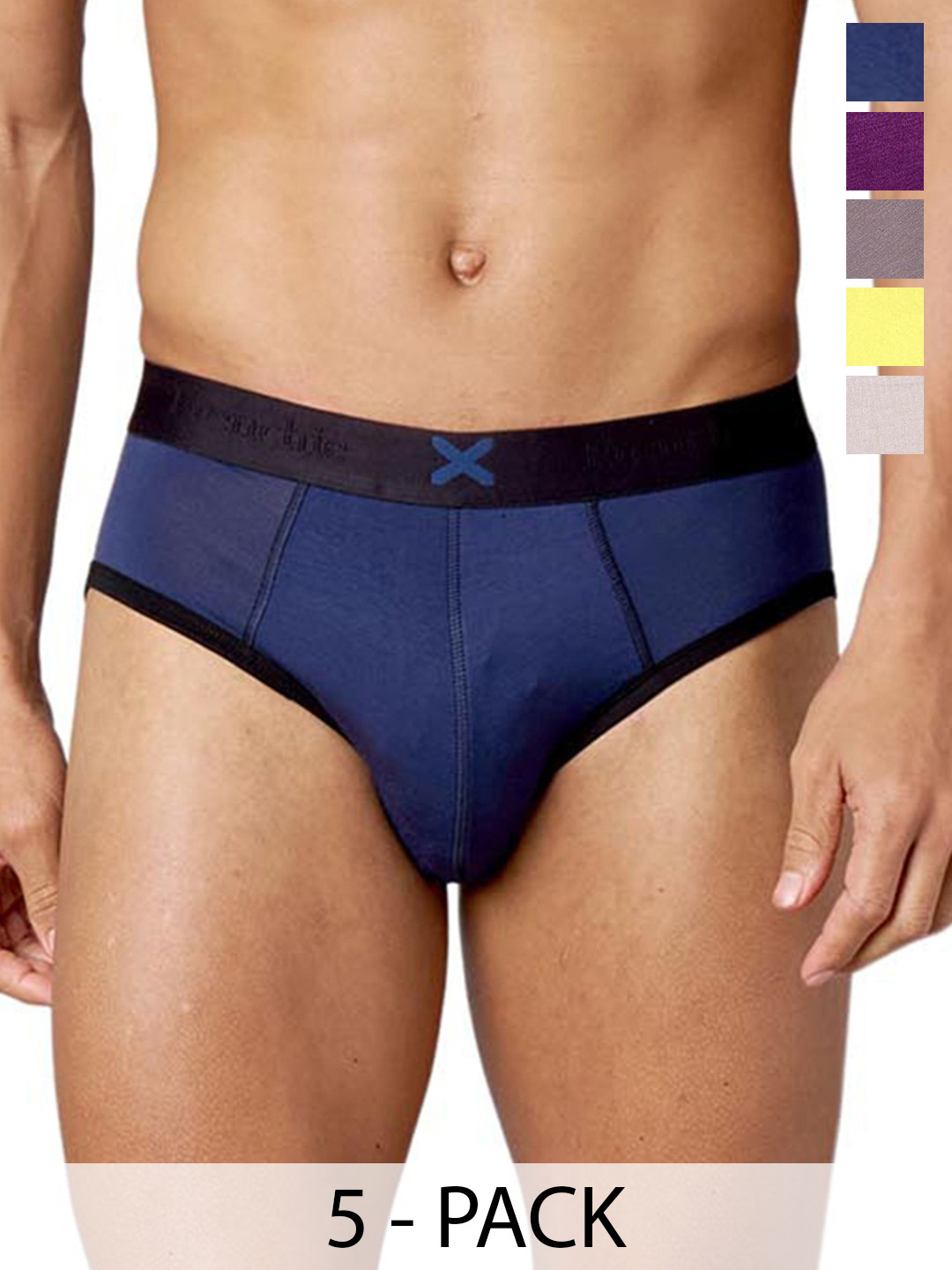 FRENCHIE Men Pack Of 5 Mid Rise Ultrasoft Briefs FR-MI-BF-HYPE-1X5-PO2-STGRY-S