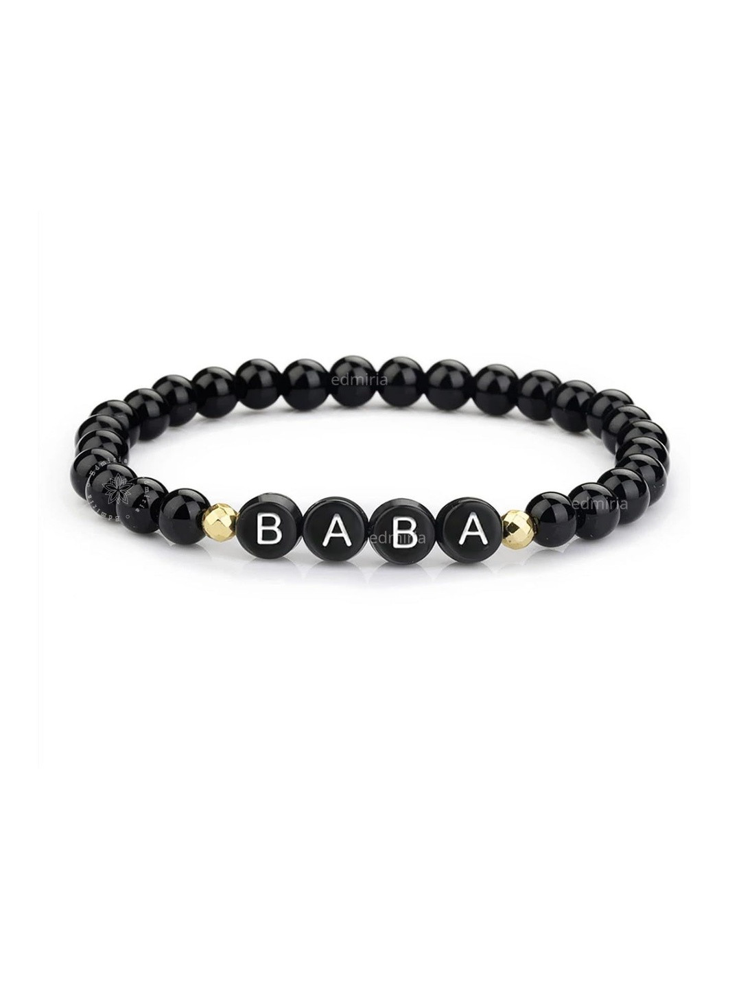 EDMIRIA Unisex Black Dad Papa Daddy Pita Artificial Beads Elasticated Bracelet