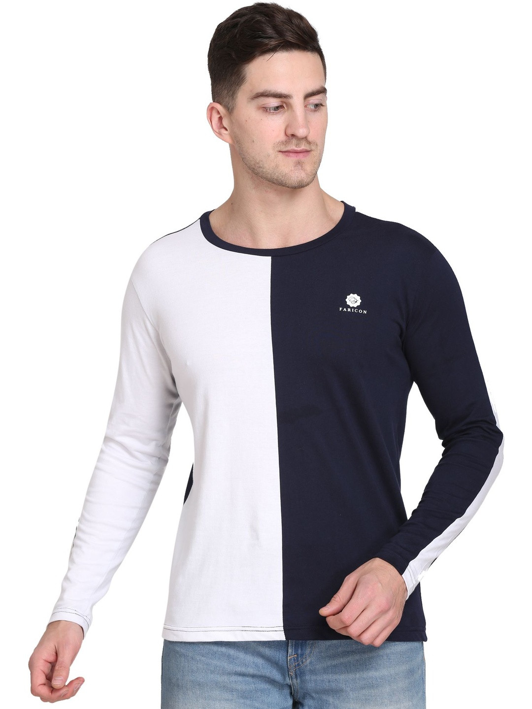 FARICON Men Brand Logo Colourblocked T-shirt