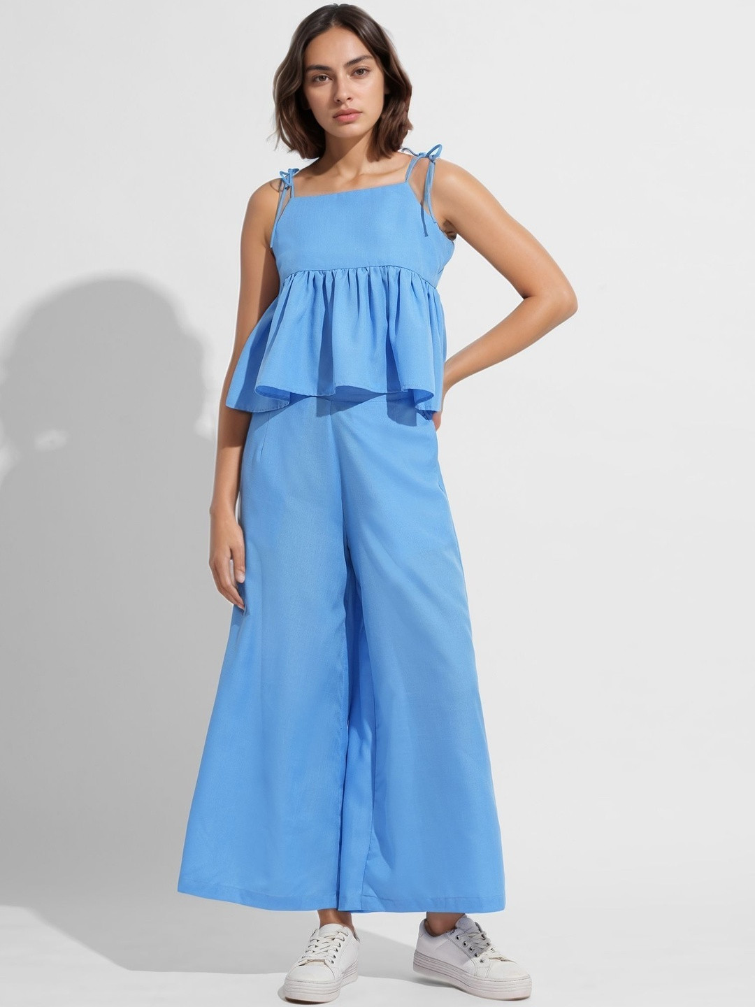 DressBerry Women Blue Solid Top and  Trousers