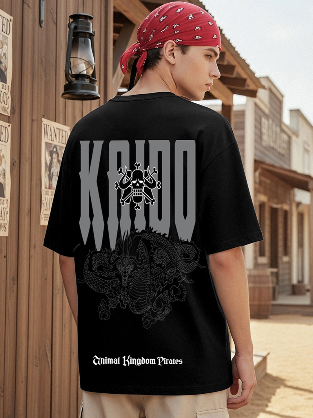 Bewakoof Men One piece Typography Printed Round Neck Pure Cotton Oversized T-shirt