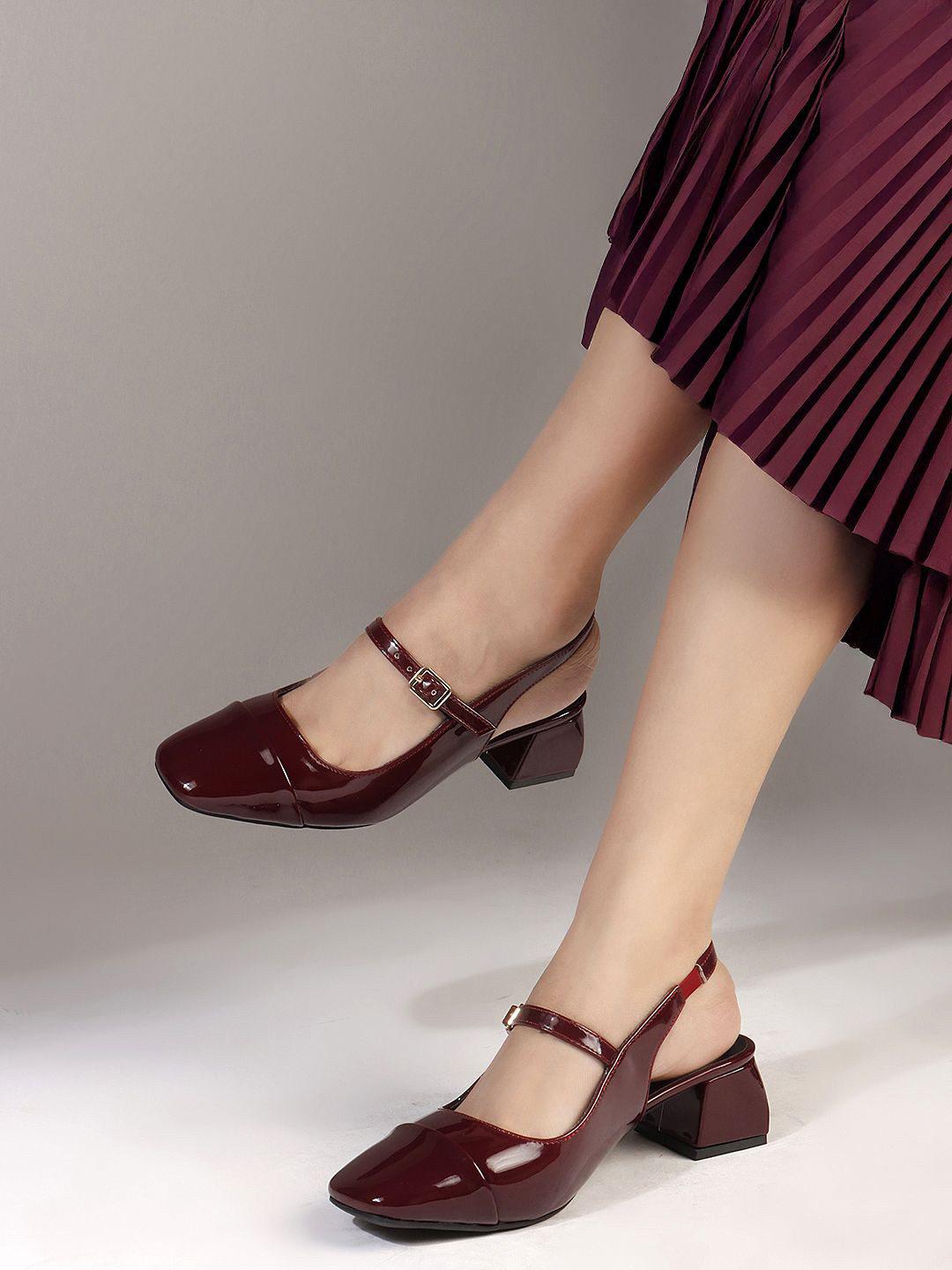 ELLE Women Slingback Block Heeled Pumps