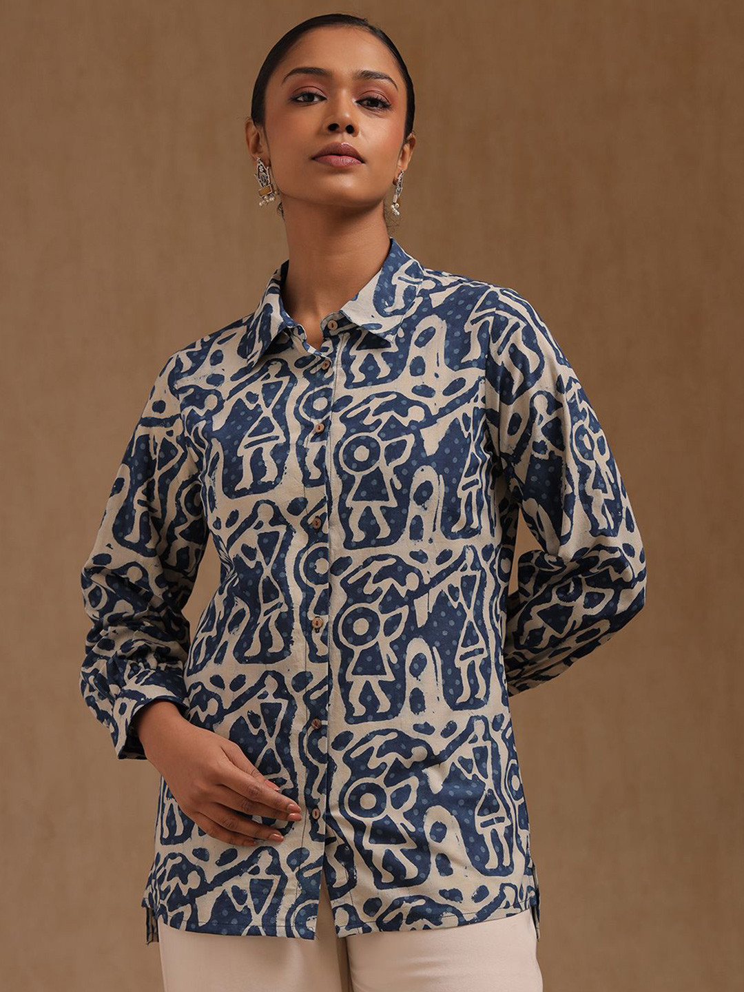 Soch Batik Printed Shirt Collar Cotton Tunic