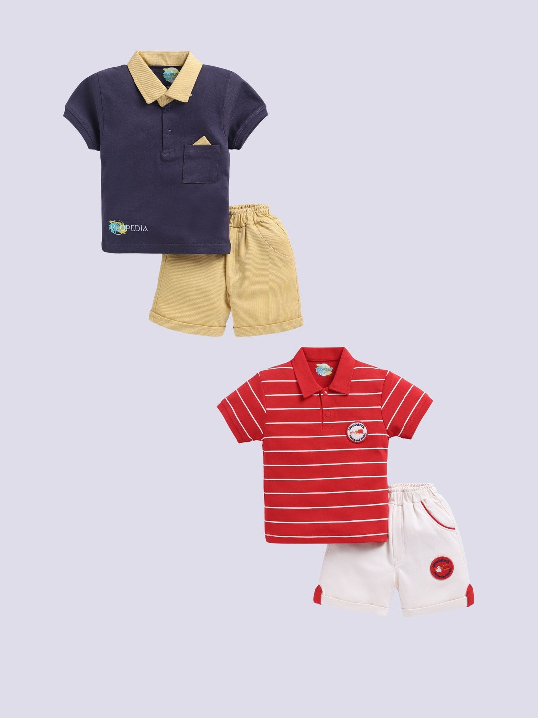 Covetus Boys Pack of 2 Pure Cotton T-shirt with Shorts Clothing Set