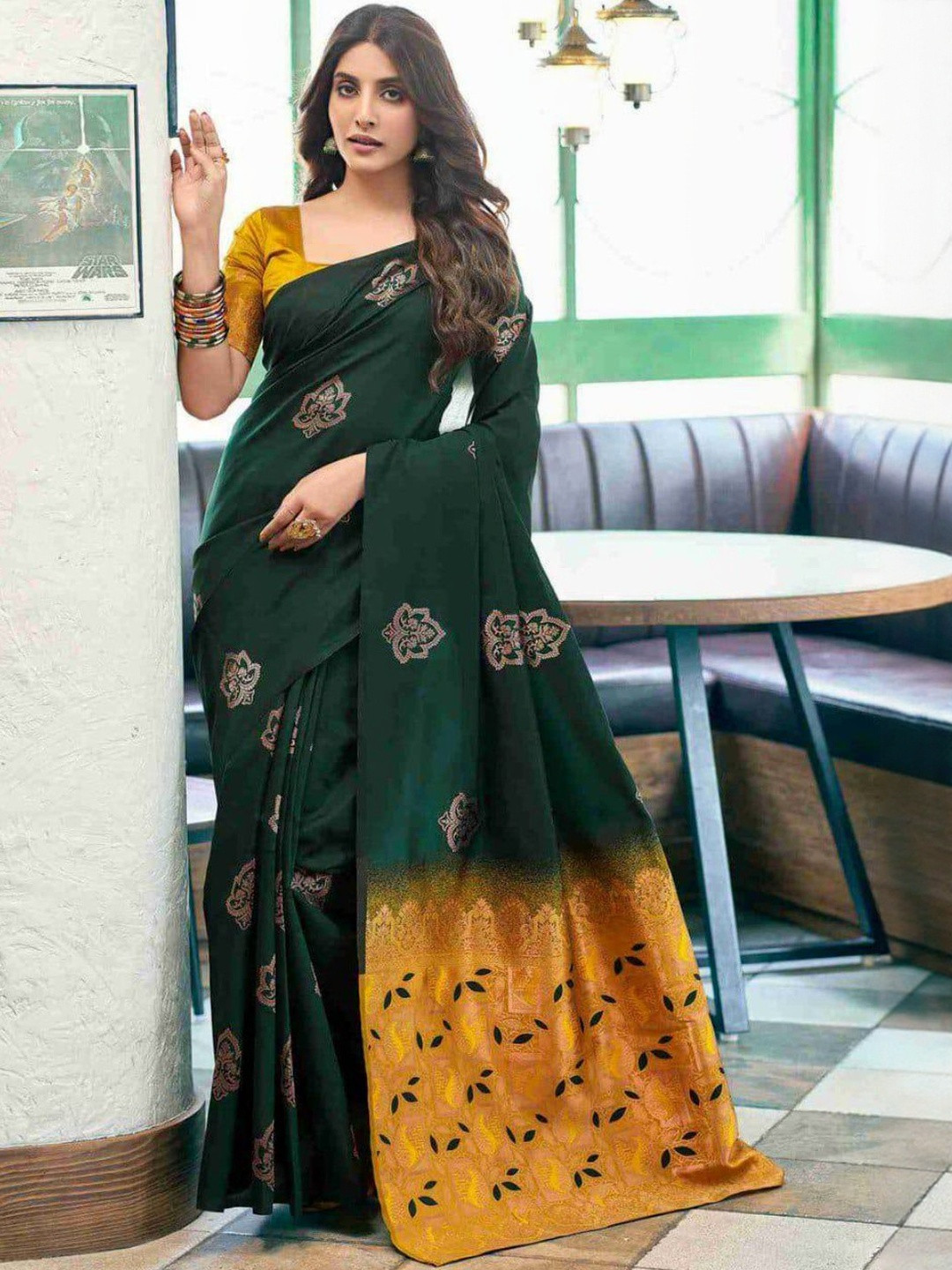 Flossy Women Nylon Ethnic Motifs Designer Saree With Blouse Piece