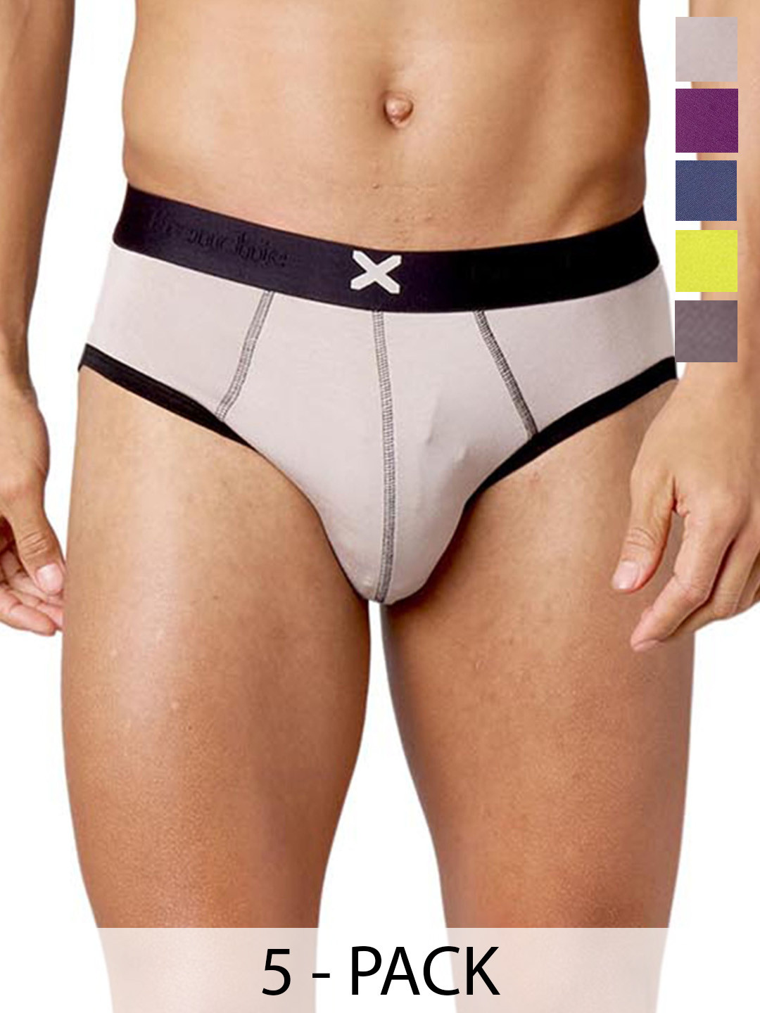 FRENCHIE Pack Of 5 Mid Rise Ultrasoft Briefs FR-MI-BF-HYPE-1X5-PO4-CRGRY-S