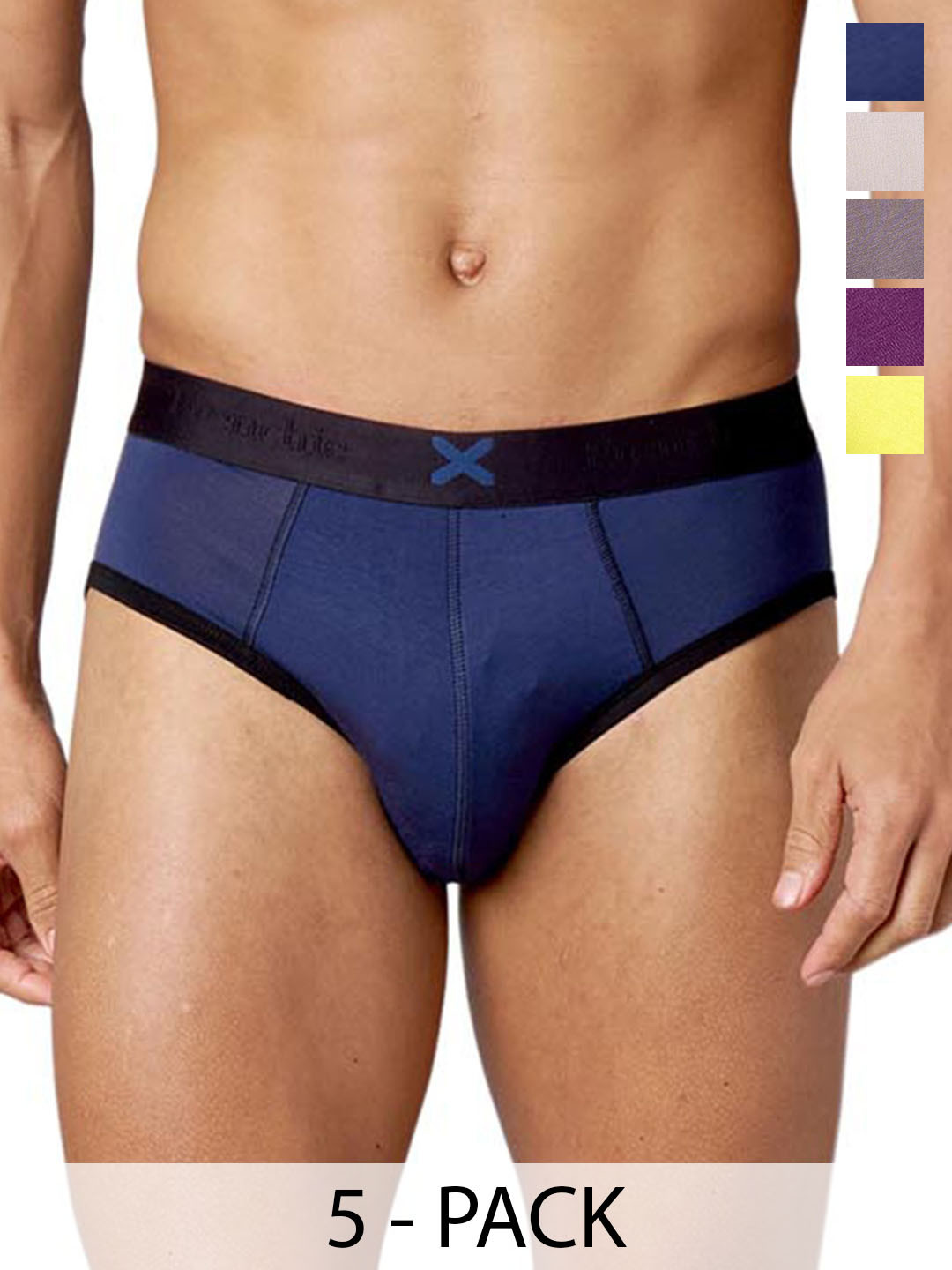 FRENCHIE Men Pack Of 5 Mid Rise Ultrasoft Briefs FR-MI-BF-HYPE-1X5-PO2-PURHT-S