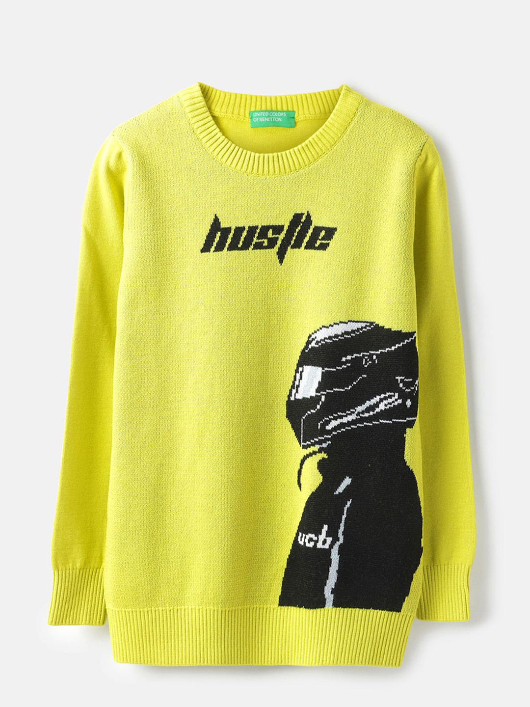 United Colors of Benetton Boys Graphic Printed Round Neck Long Sleeves Pullover Sweaters