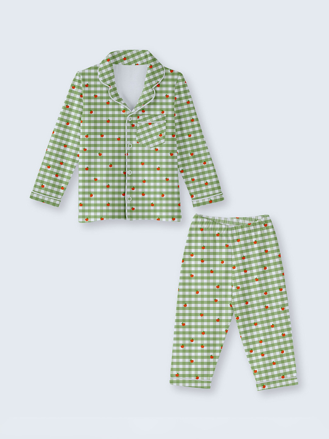 cocoon care Kids Checked Shirt Collar Night suit