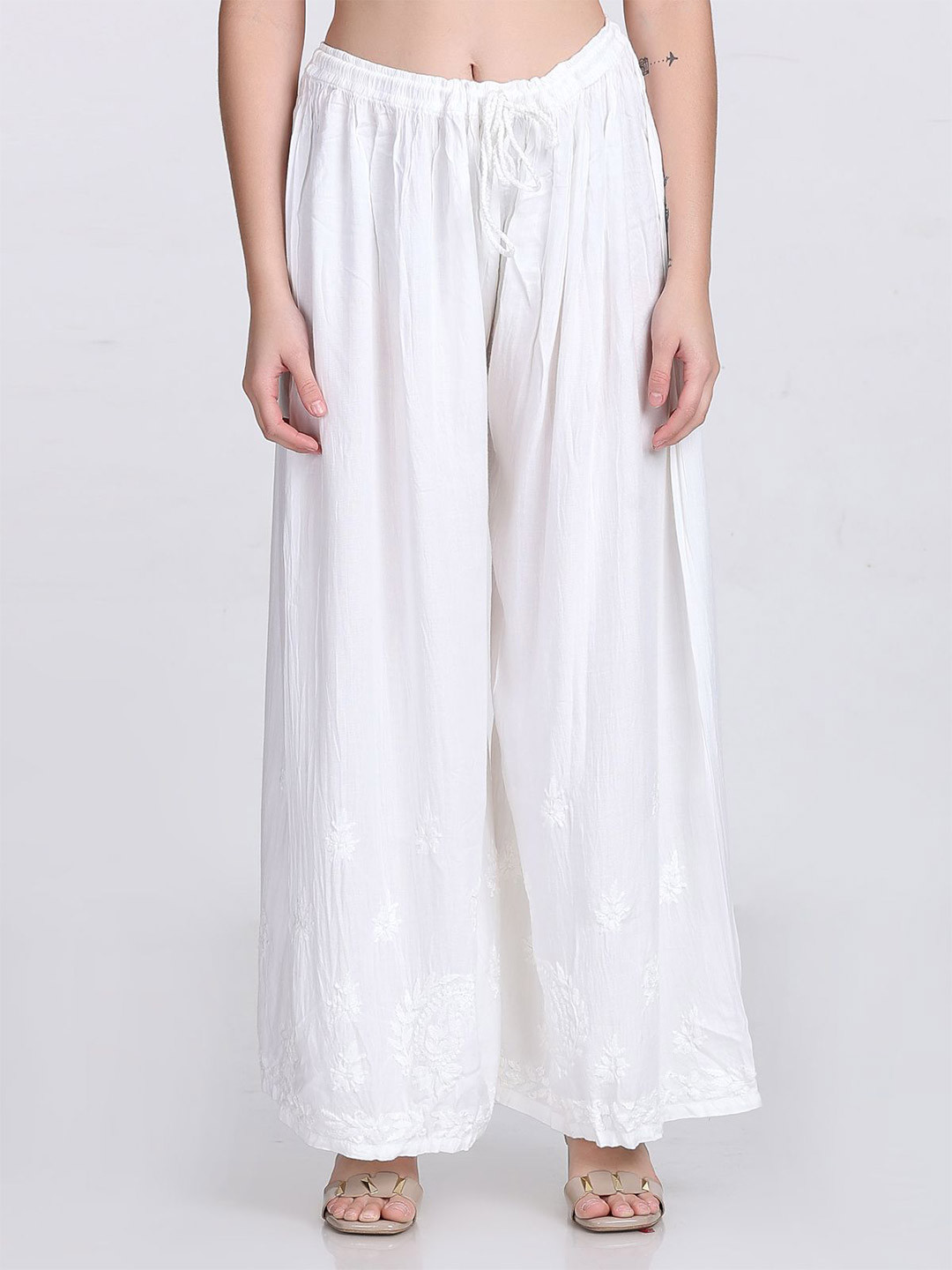 KHAKA Women Embroidered Straight Fit Ethnic Palazzos