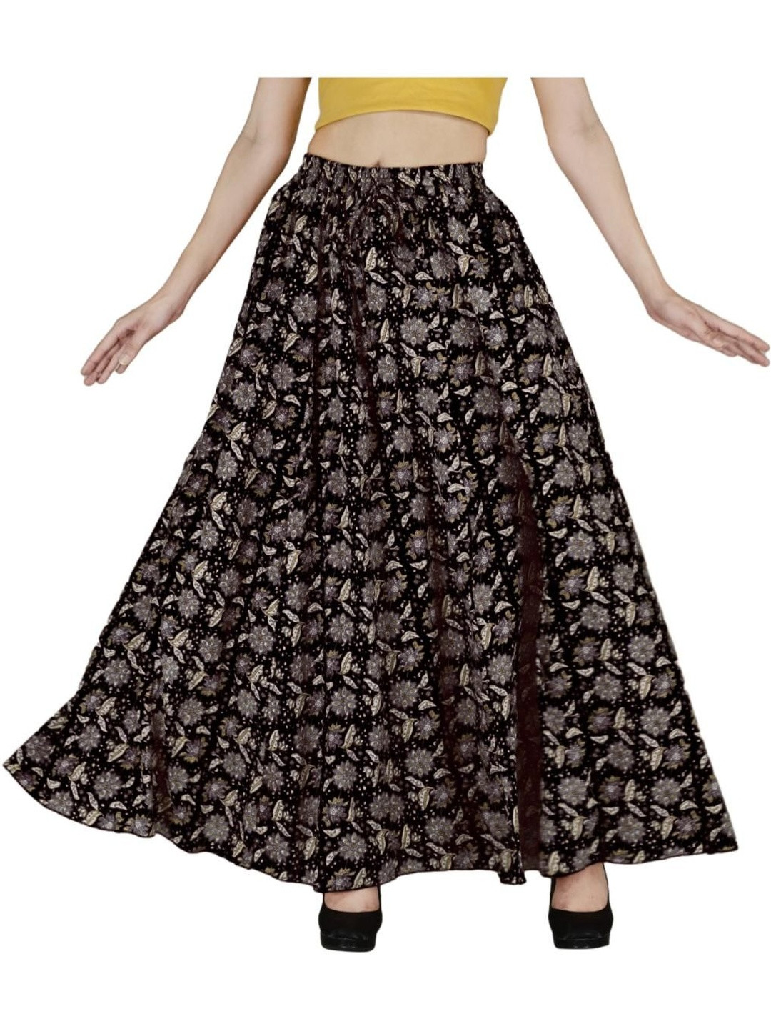 Sttoffa Printed Flared Pure Cotton Maxi Skirt