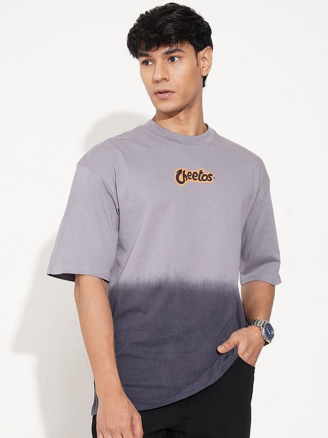 SF JEANS by Pantaloons Men Brand Logo Printed Round Neck Pure Cotton Relaxed Fit T-shirt